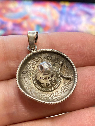 Luli Dije Colgante Unisex Plata 925 Sombrero Mexico Vintage