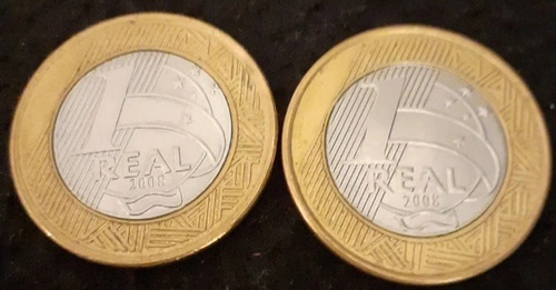 Monedas De Brasil De 1 Real, Año 2008. Lote X 2. Oferta 