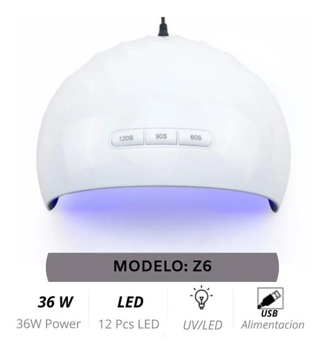 Cabina Led Uv Z6 36w 12leds Para Uñas Gel Semipermanente