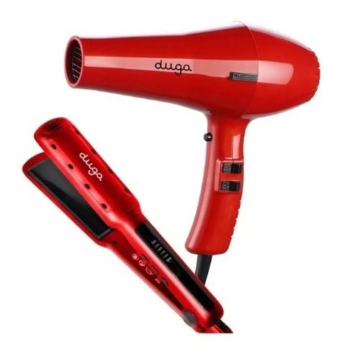 Planchita Porf. Duga + Secador De Pelo 2000w D3600 Duga Rojo