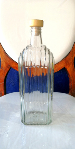 12 Botellas De Vidrio Rectangular 1litro Con Corcho