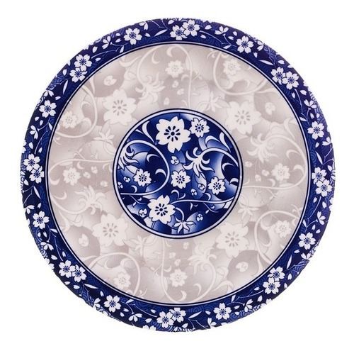 Prato Sobremesa 19,5cm Em Porcelana Blue Garden Lyor 8594