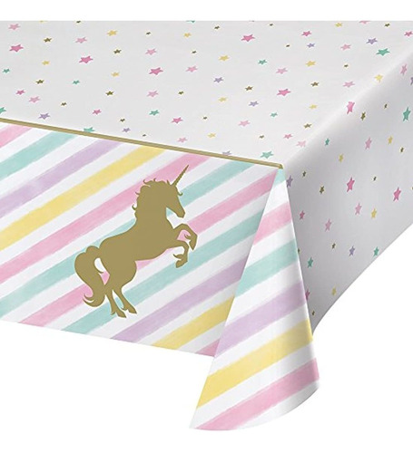 Mantel De Plástico,diseño De Unicornio,multicolor.marca Pyle