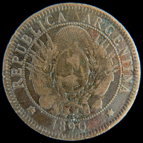 Argentina, 2 Centavos, 1890. Bronce. B+