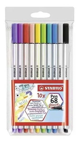 Estojo Stabilo Pen 68 Brush C 10 Cores