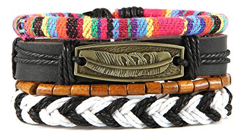 Pluma Verdadera Mujer Hombres Cuero Brazalete Braclet Pulser