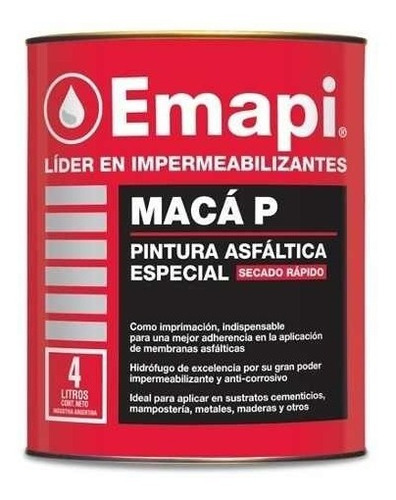 Pintura Asfaltica 4lts Emapi Impermeabilizante Base Solvente