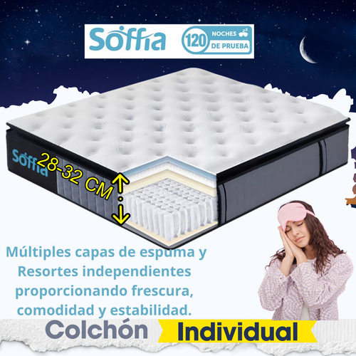 Colchon Individual Soffia Memory Foam Hibrido Ortopedico