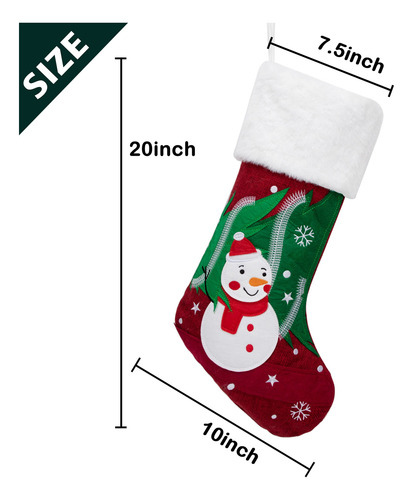 Juego De 6 Medias De Navidad Bordadas De Arpillera 50cm