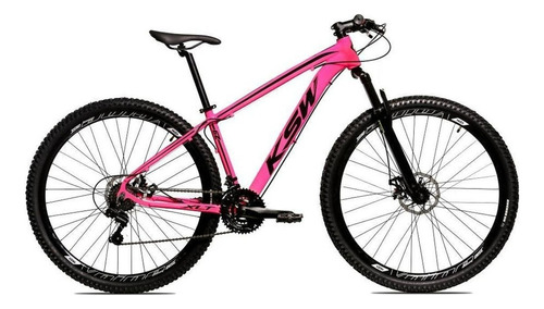 Bicicleta  KSW 2020 XLT aro 29 17" 24v freios de disco hidráulico câmbios Shimano Tourney cor rosa/preto