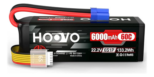 Batería Lipo Hoovo 22.2v 6000mah 60c 6s Con Enchufe Ec5 Para