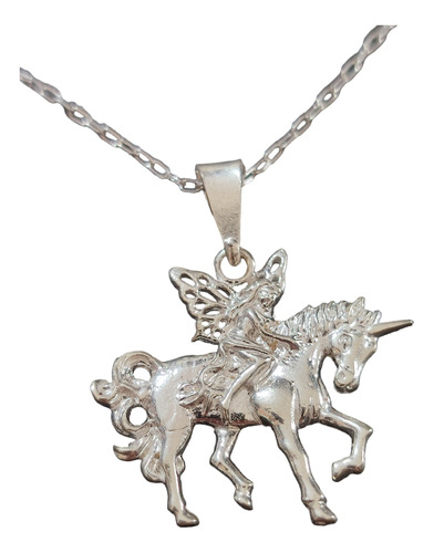 Cadena Collar Unicornio Hada Mujer Plata 925 + Caja Regalo