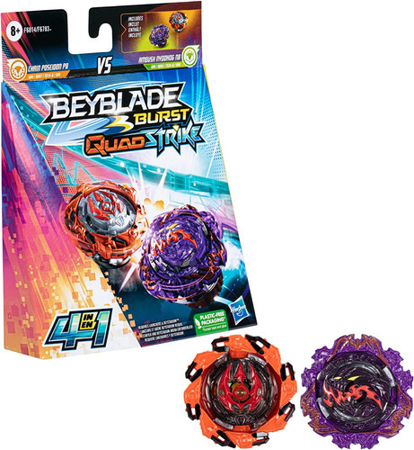 Beyblade - Chain Poseidon P8 Vs Ambush Nyddgohog N8 - Hasbro Color Rojo/violeta