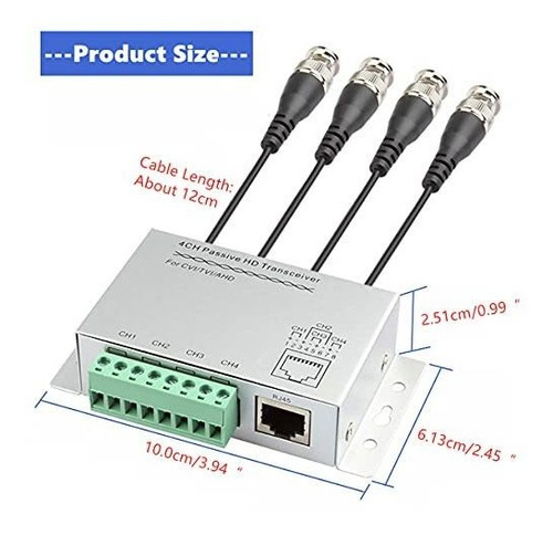 Transceptor Pasivo Beelion Balun Hd De 4 Canales Con Bnc Con