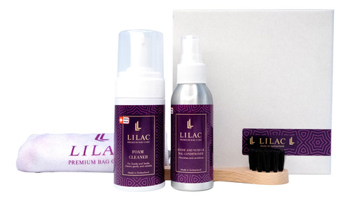 Lilac Premium Leather Care Juego Producto Profesional Gamuza