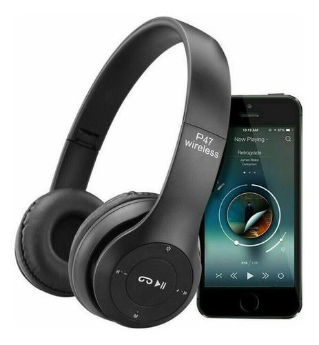 Auriculares Manos Libres Bluetooth Mp3 Radio Fm Sd Calidad ® Color Negro