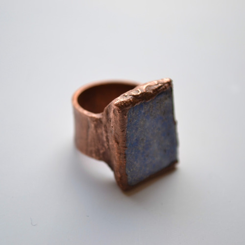 Anillo De Piedra Preciosa Natural Lapislazuli, Cobre