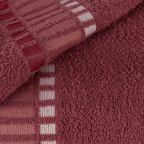 Kit Com 2 Toalhas De Banho Super Macia Algodão 340 G/m² Luxo Rosa Lisa Felpuda Detalhe Listrado Alto Relevo