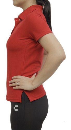 Imagen 2 de 3 de Playera Tipo Polo Color Rojo Dama Algodón Peinado
