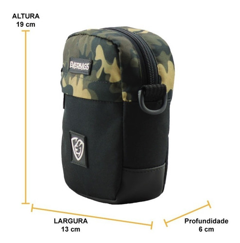 Imagem 9 de 9 de Bolsa Pochet Necessaire Shoulder Bag Everbags Combate Camu