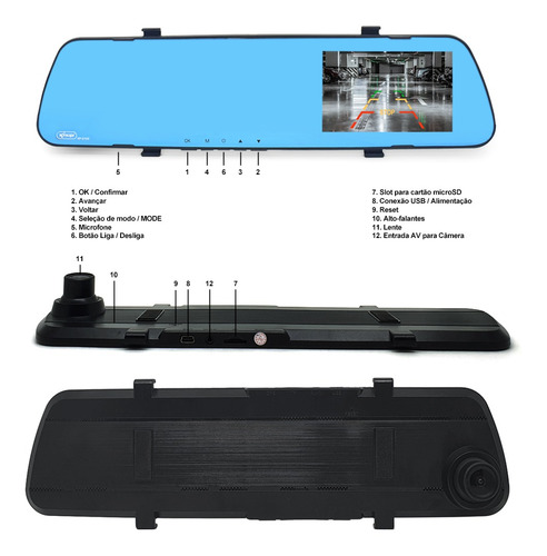 Retrovisor Com Tela + Câmera + Sensor Ré Branco Fox 2009