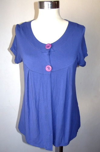 Remera Camisa Azul Francia Botones Talle M Impecable