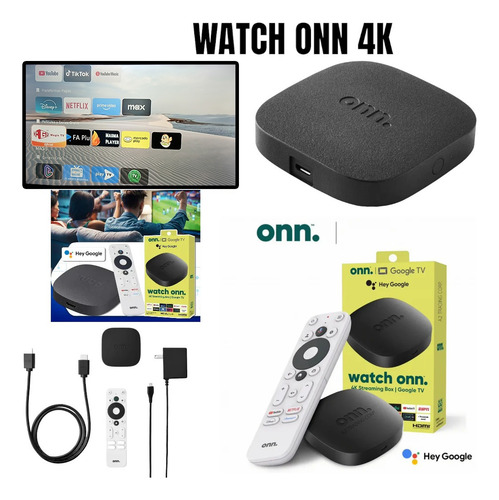 Onn Tv 4k Google Tv Box - Programado Peliculas Serie Canales Negro De Voz
