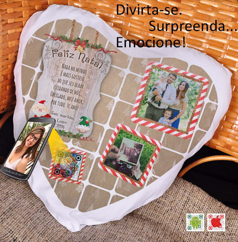 Imagem 2 de 4 de Foto Presente Natal Almofada Com Qr Code Selfmania
