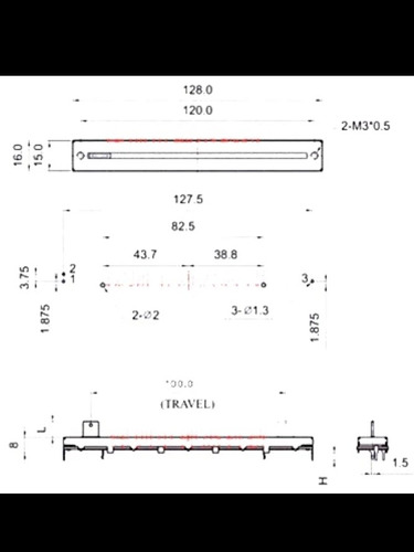 Imagen 2 de 3 de Potenciómetro Deslizable 100mm - 128mm Largo - Estereo B10k