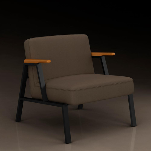 Kit 2 Poltronas Coimbra Preto Fosco/cina/suede Marrom - M. A Cor Preto Fosco/cin/suede Marrom Material Do Estofamento Suede Marrom