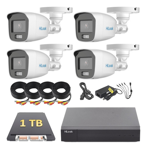 Kit Turbohd 1080p Hilook 4 Cámaras Colorvu Micrófono 1 Tb