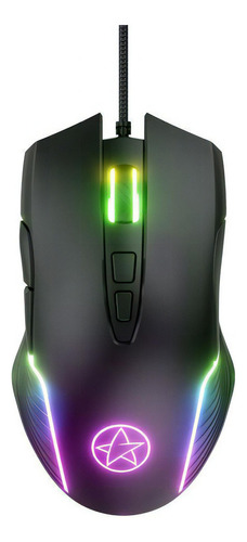 Mouse ergonômico para jogos Led Rgb Raton USB 7200dpi Black Gamer