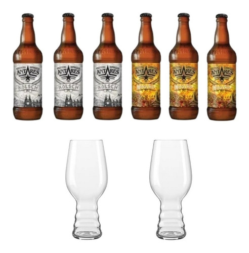 Cerveza Antares Mix 3 Honey Y 3 Kolsch X 500ml + 2 Vasos.