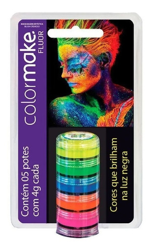 Tinta Para Rosto Cremosa Fluorescente Tinta Neon C/ 5 Cores