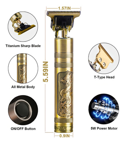 KM Maquina Acabamento Recarregável Detalhe Cabelo Barba Sem Fio Dourado 127/220V