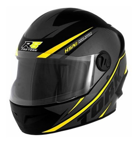 Capacete  R8 Preto E Amarelo Tamanho 56 Pro Tork Cap-567czam