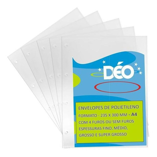 Envelope Plastico Super Grossos A4 Com 4 Furos -50 Unidades