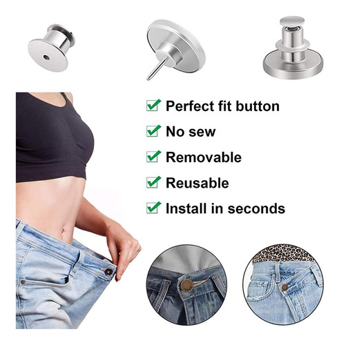 Pines De Botón Para Pantalones Vaqueros, Sin Coser Instantán