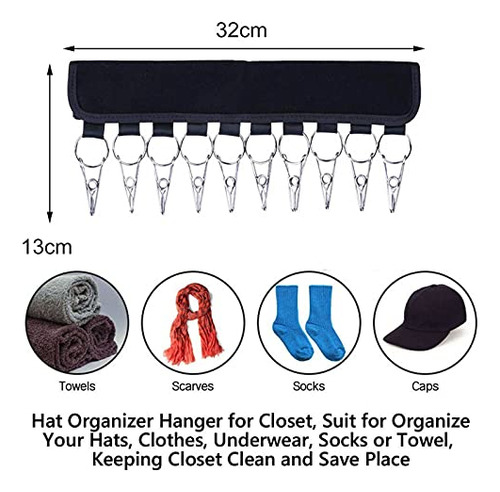 Organizador De Sombreros Con 10 Clips Para Colgar Gorros