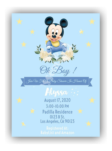 35 Invitaciones  De Mickey Mouse Bebé