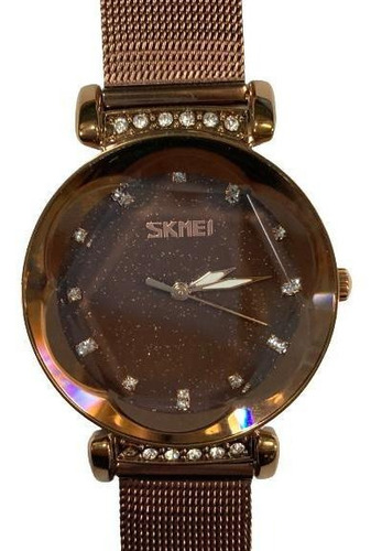 Reloj Dama Casual Skmei 9188  Cafe Correa Metal