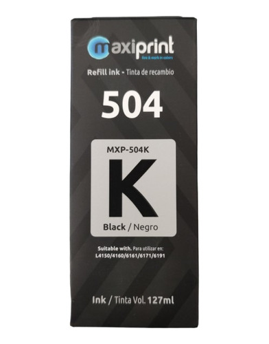 Maxiprint Mxp-504k Botella De Tinta Para Epson 504 Negro 