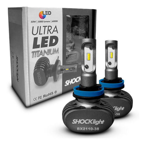 Ultra Led Shocklight Titanium 10.000 Lúmens 6000k Encaixe H8