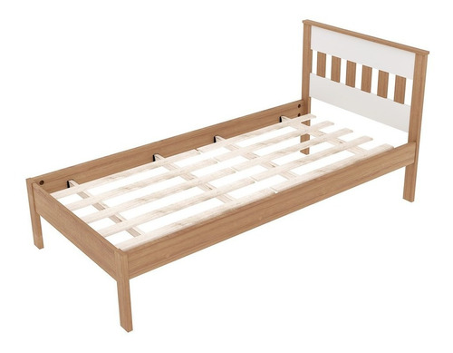 Cama De Solteiro Madeira Cm8006 Amêndoa/branco - Tecno Mobil Cor Marrom