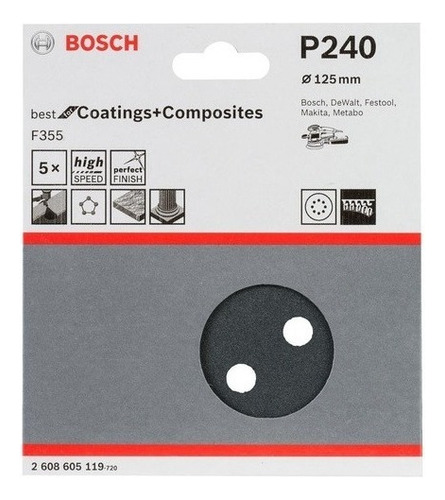 Lixa orbital de pedra de mármore sintética Bosch 125mm X5u