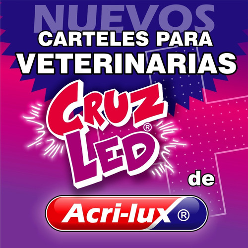 Cartel Cruz Led Veterinaria 60x60 Cm Doble Faz Multi-efectos
