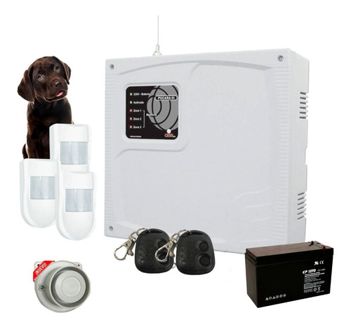 Imagen 1 de 8 de Kit Alarma Casa-3 Sensor Pet-controles-sirena-batería