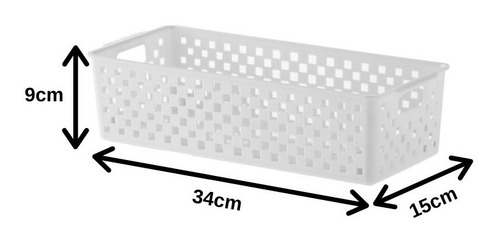 Jogo 10 Cestos Branco Para Organizar Dispensa 34x15x9cm 890