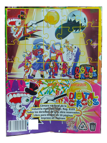 Circo Pomni Jax Digital Raga Paq 50 Libros Iluminar Colorear