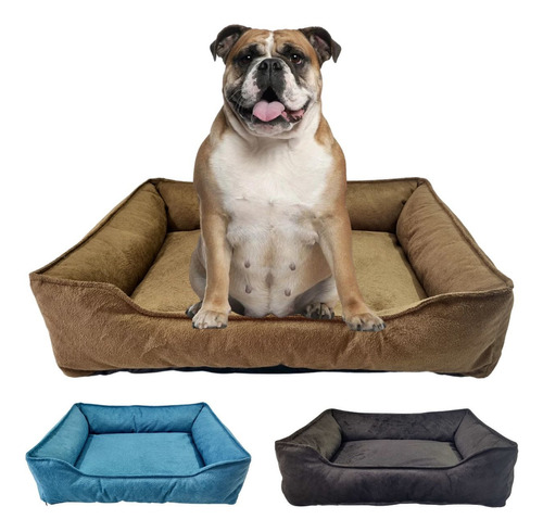 Cama Pet Dog Lavável Com Zíper Suede Para Cachorros Grandes Cor Marrom Desenho Lisa